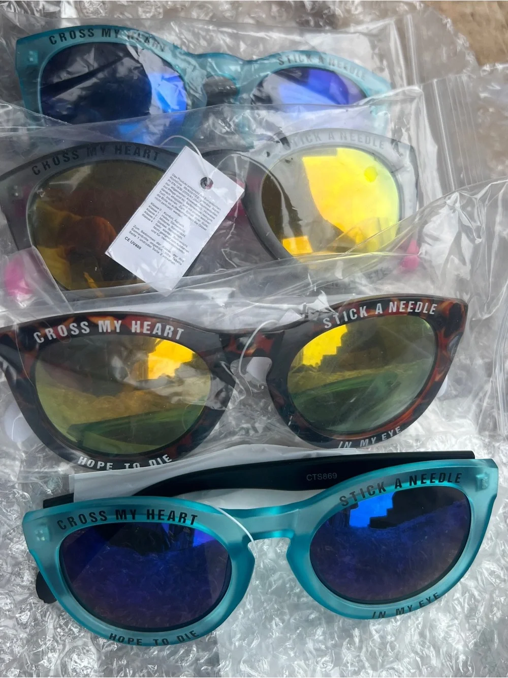 CROSS MY HEART HOPE TO DIE STICK A NEEDLE Mirrored Sunglasses Fraudster Bundle